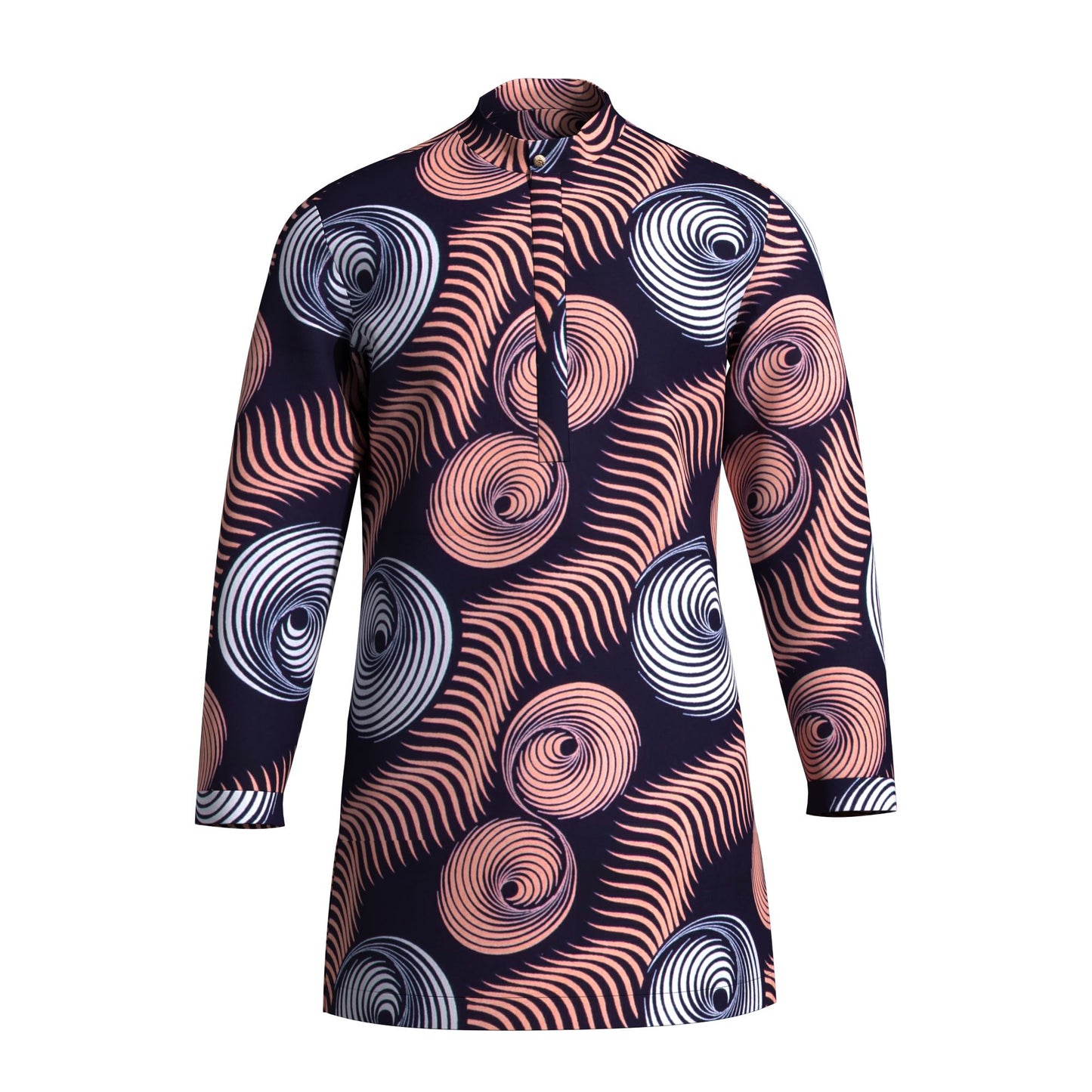 Modern African Print Men’s Business Casual Tunic Top