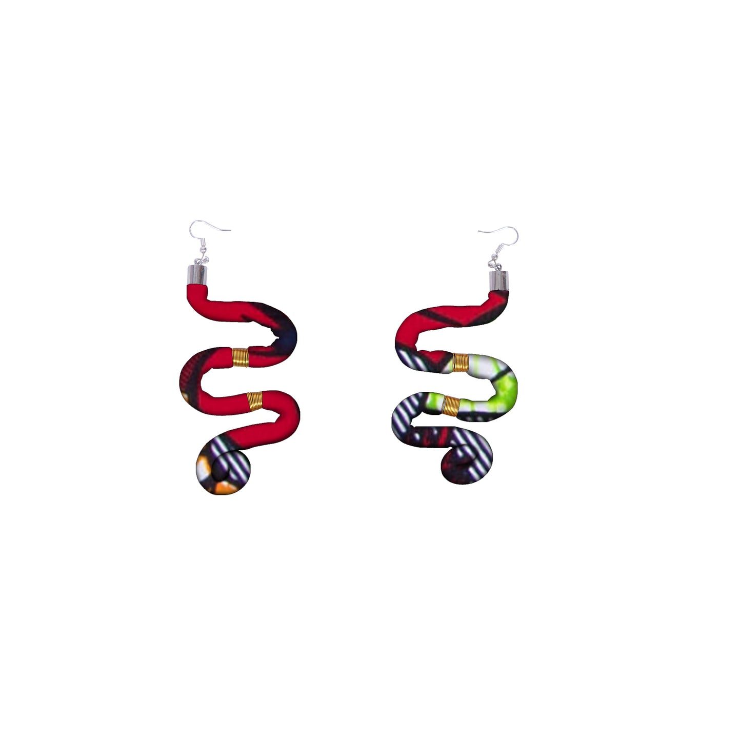 African Women Ankara Print Coiled Rope Statement Earrings Accessories