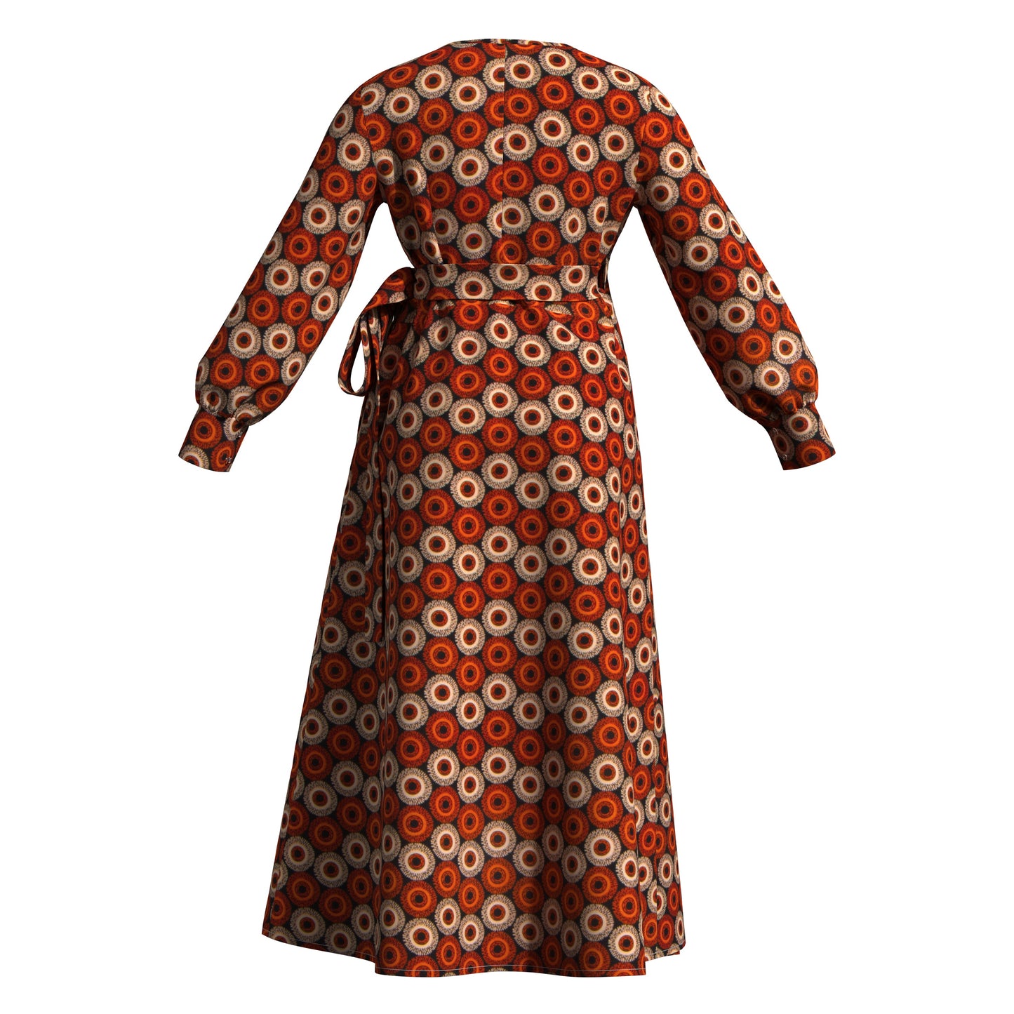 African Print Wrap Maxi Dress with Waist Tie