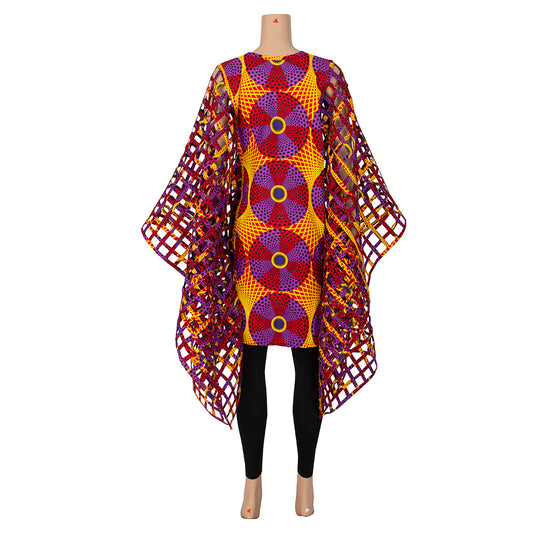 African Women Convertible Wax Print Shoulder Wrap with Bracelet Loops Accessories