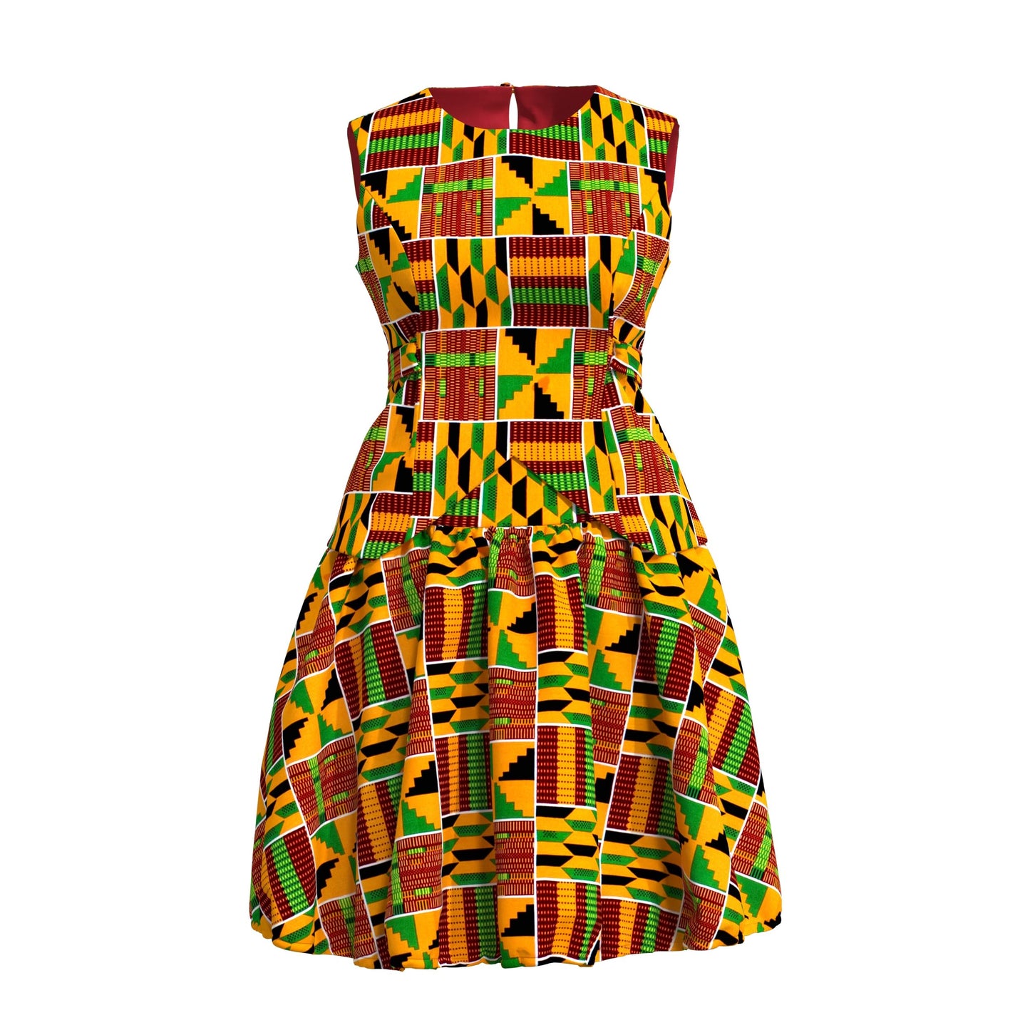 African Print Tie-Back Sleeveless Top & High Waist Skirt Set