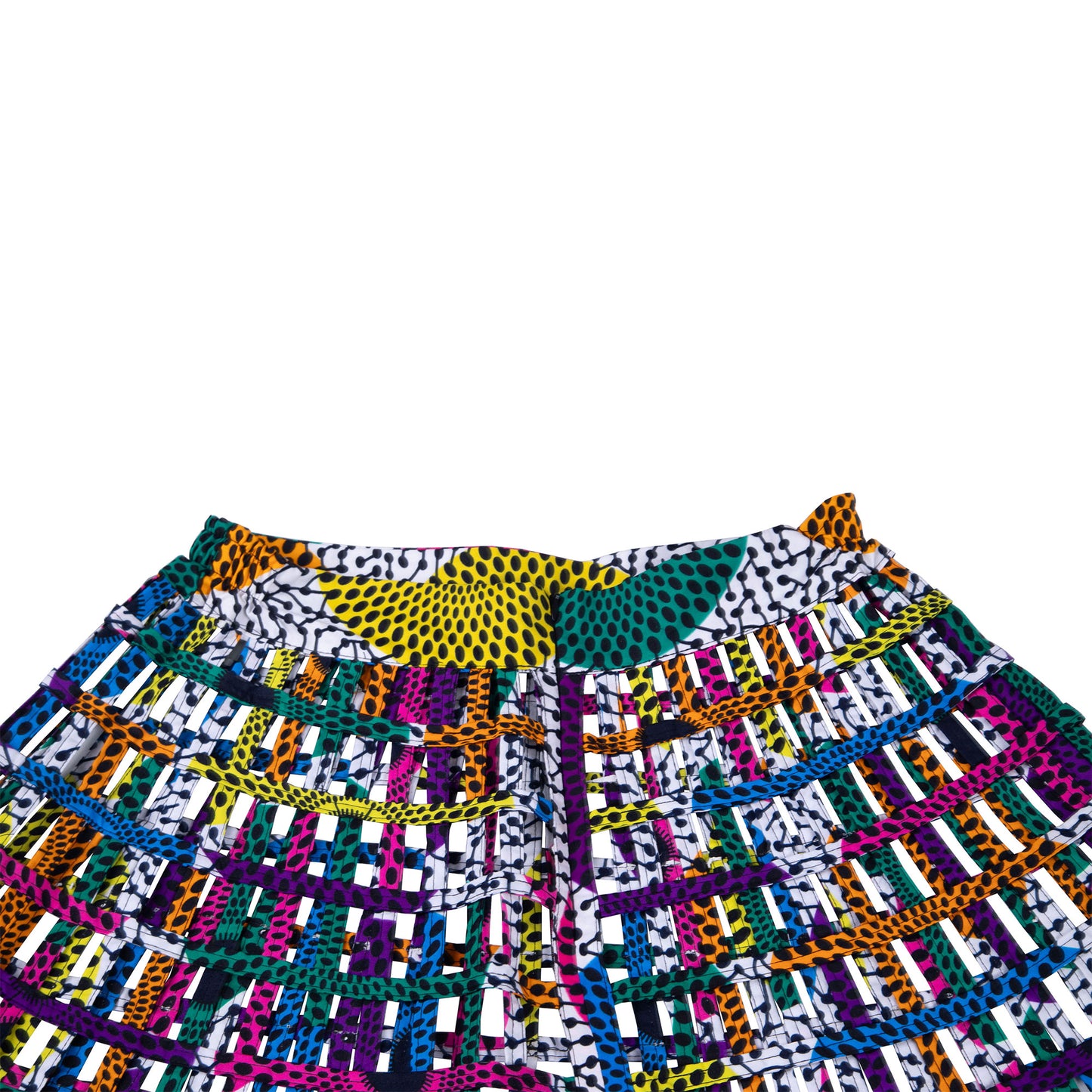Ankara Grid Weave High-Waist Maxi Skirt