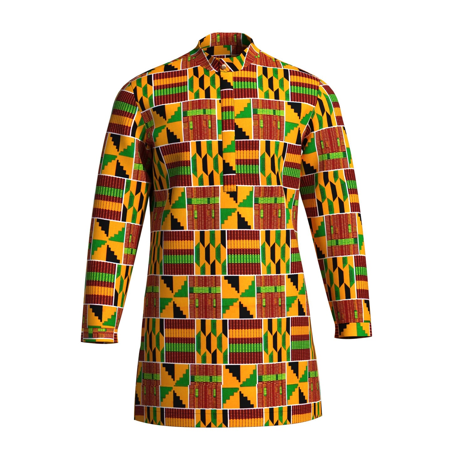 Modern African Print Men’s Business Casual Tunic Top