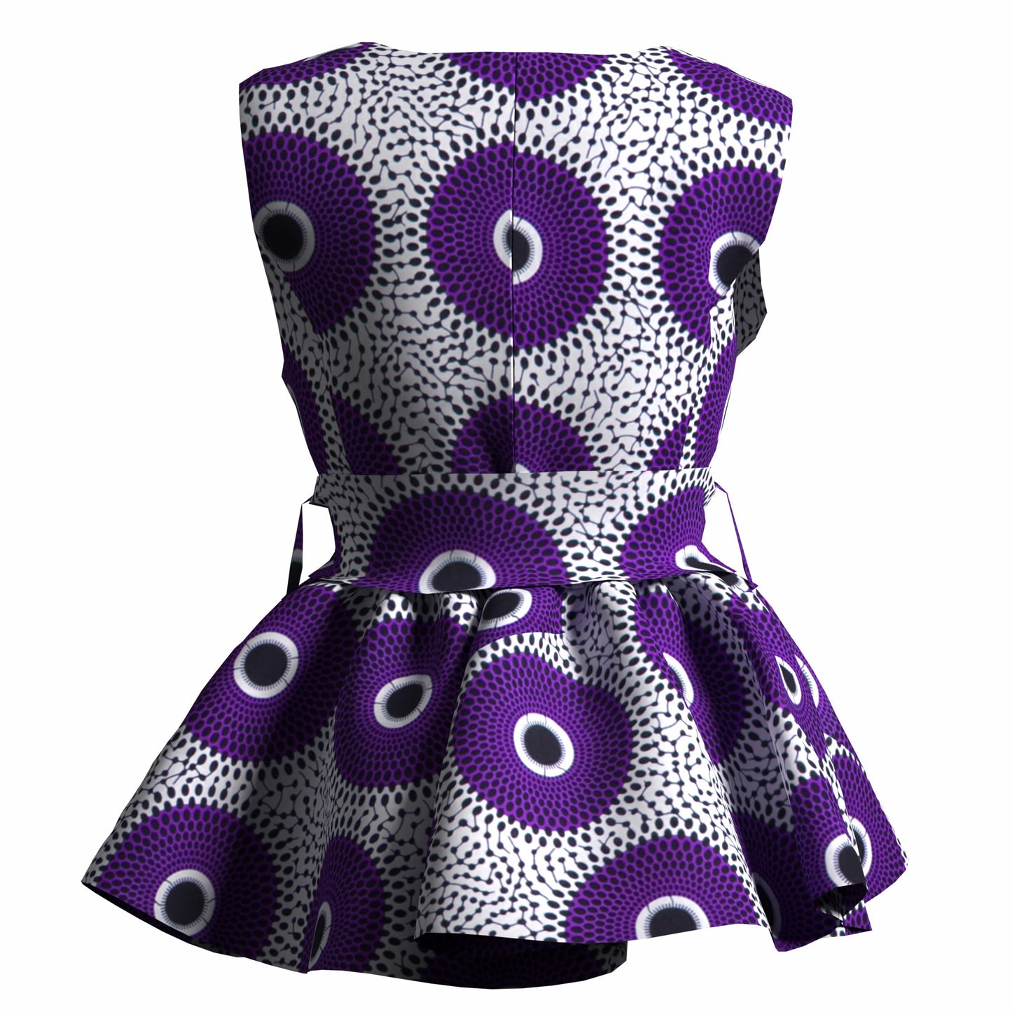 Elegant Afrocentric Print Peplum Top with Matching Belt