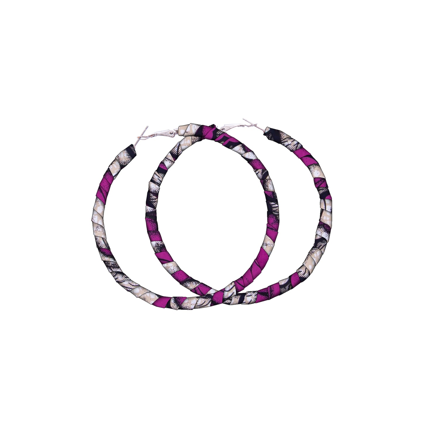 African Accessories Ankara Wax Print Fabric Wrapped Hoop Earrings