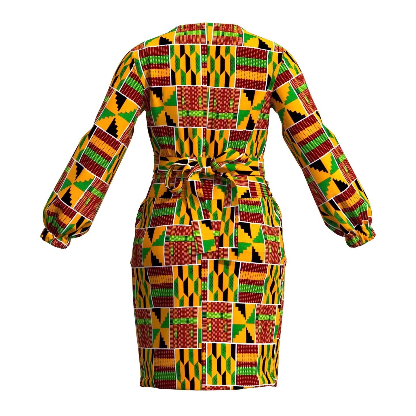 African Print Wrap Tie Top & Bodycon Mini Skirt Two Piece Outfit