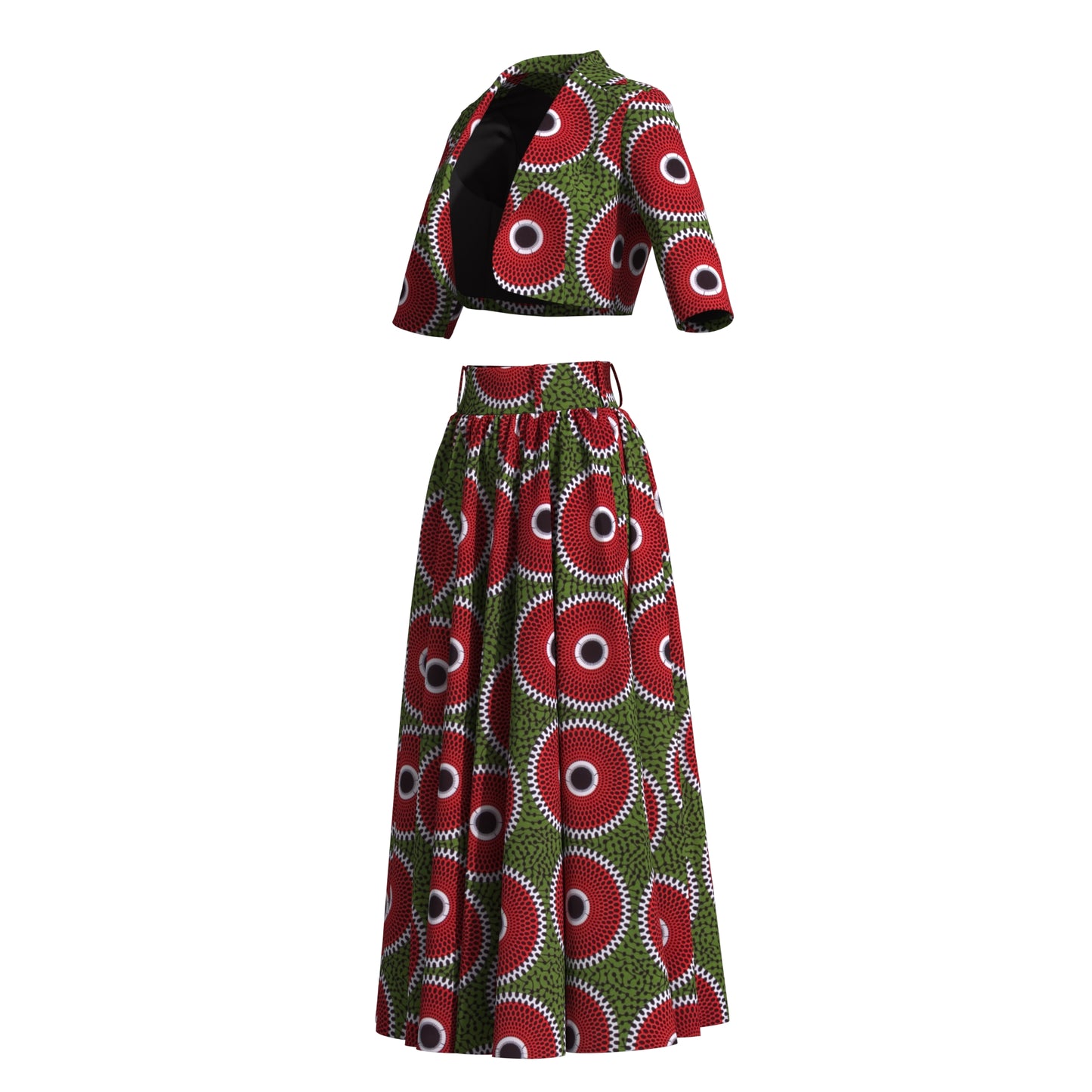 Ankara African Print Two-Piece Blazer & High Waist Maxi Skirt Set