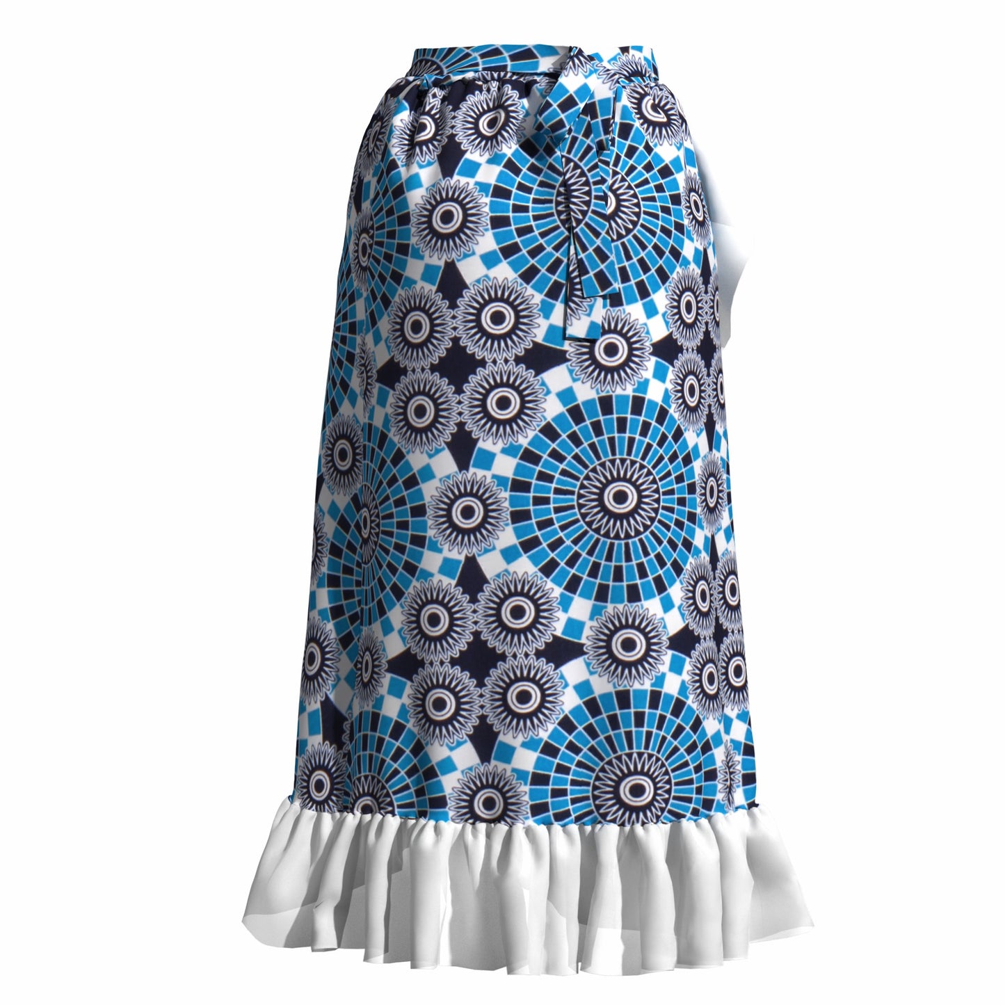 African Wax Print Fringe Wrap Skirt & Shawl