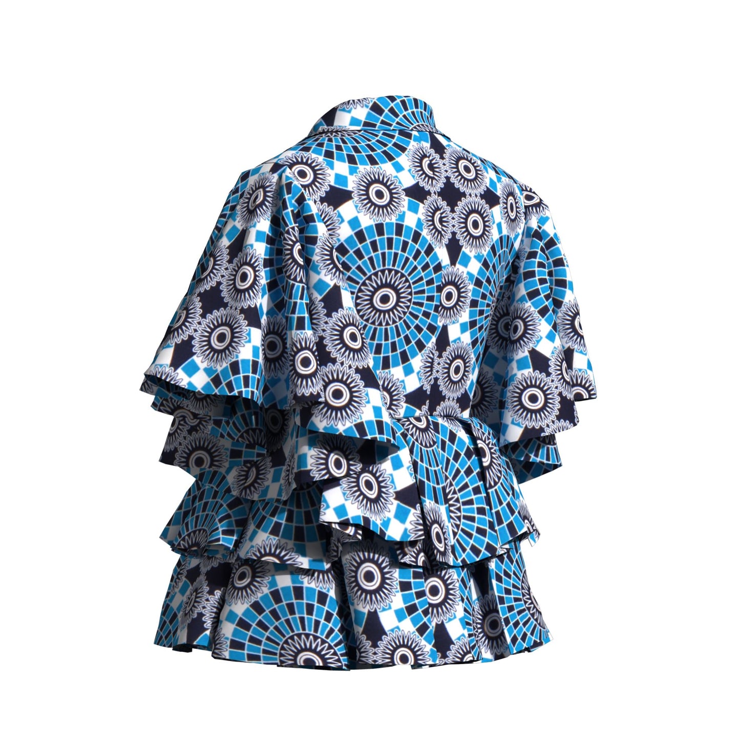 Colorful African Wax Print Flattering Peplum Blouse
