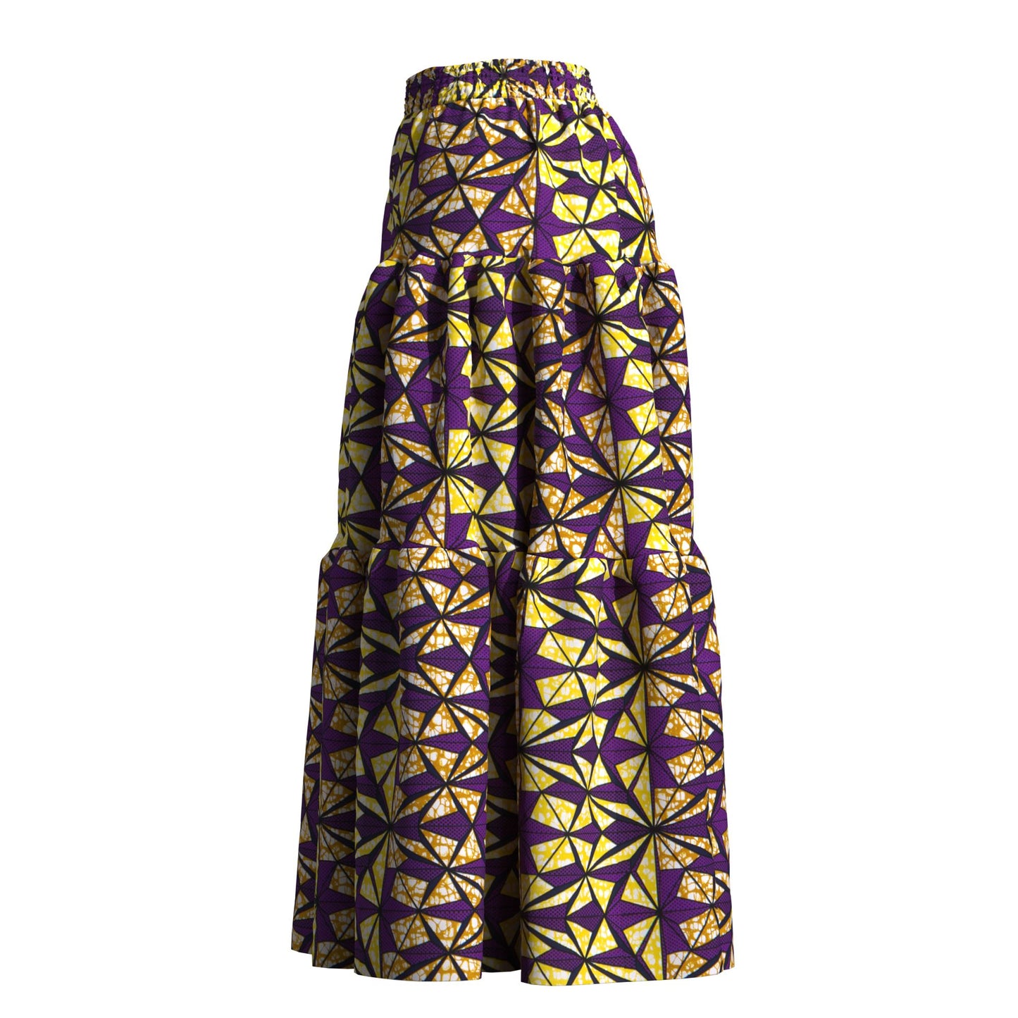 Ankara Print High Waist Tiered Ruffle Maxi Skirt