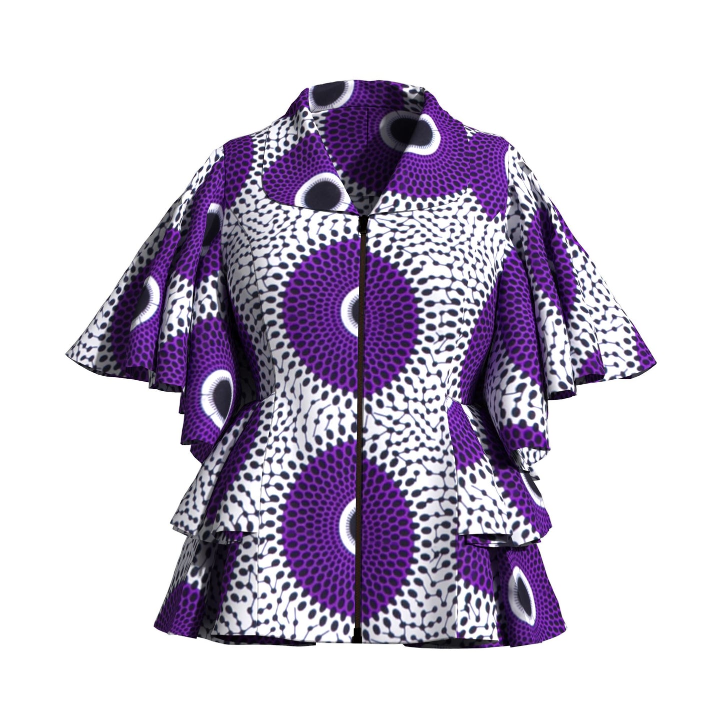 Colorful African Wax Print Flattering Peplum Blouse