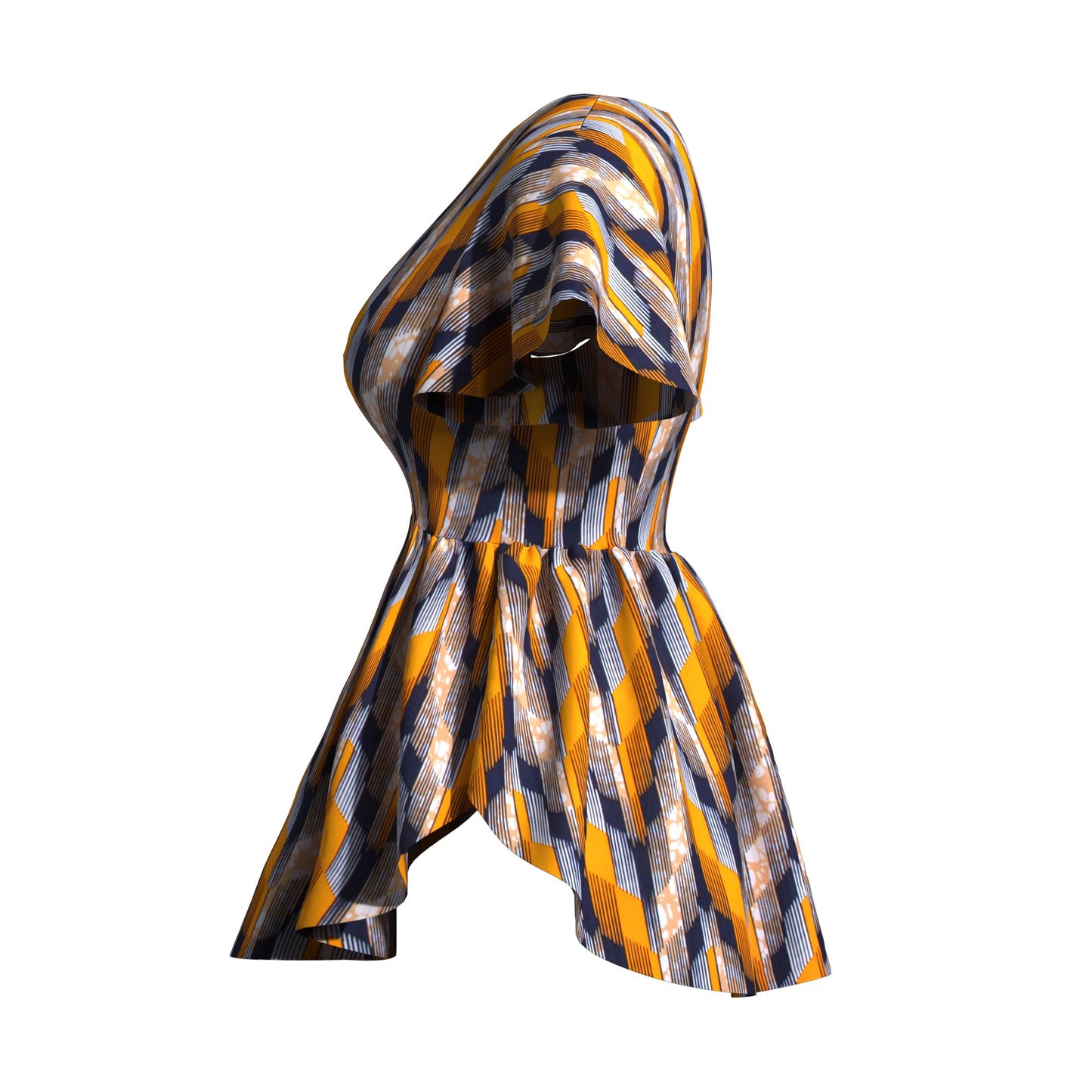 African Print V Neck Irregular Hem Fashion Women Peplum Top