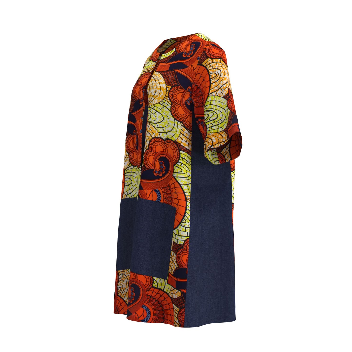 Women's African Print Long Kimono Jacket No-Button Loose Fit with Pockets Ankara Fashion Top