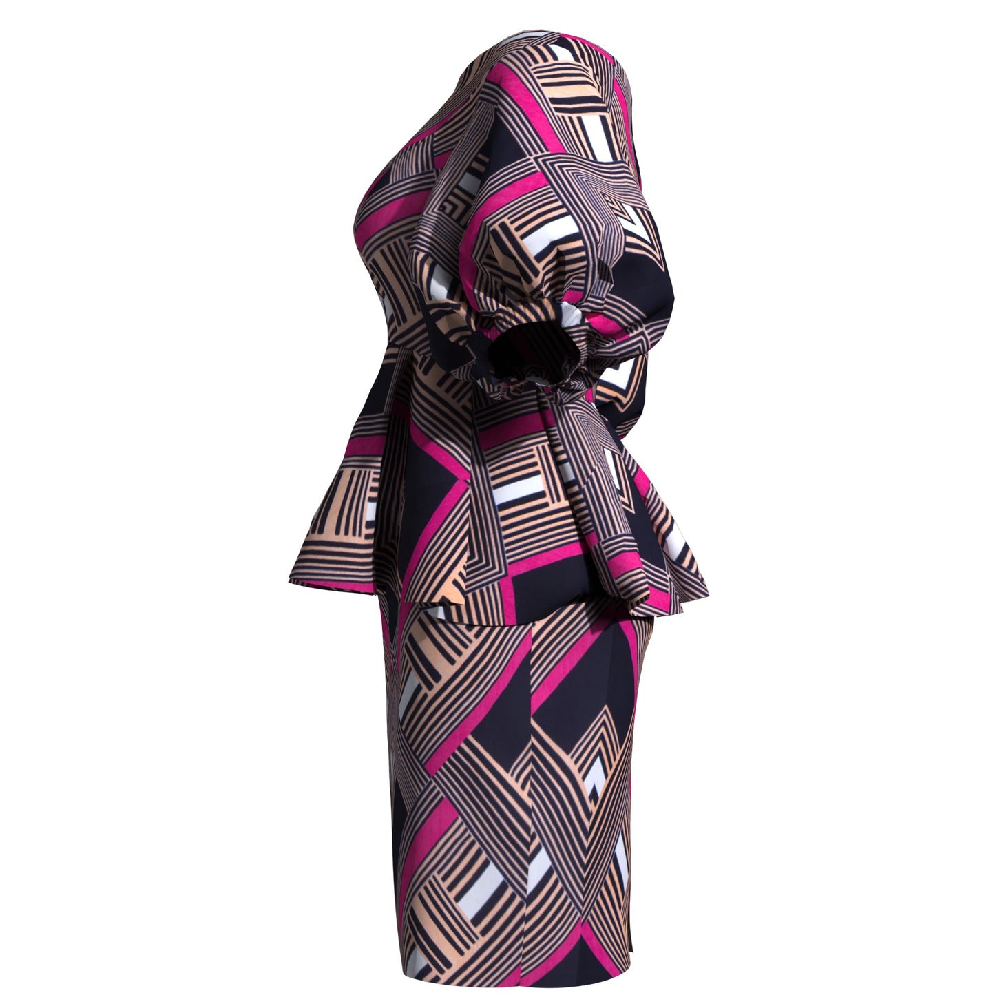 Slimming African Print Asymmetrical Neck Mini Skirt Two-Piece