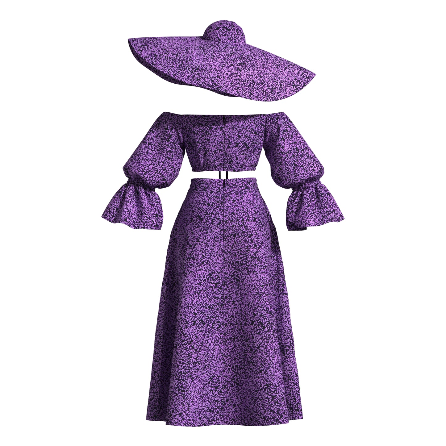 Vibrant African Wax Print Off-Shoulder Skirt Set with Wide Brim Hat – Afrocentric Circular Print Outfit