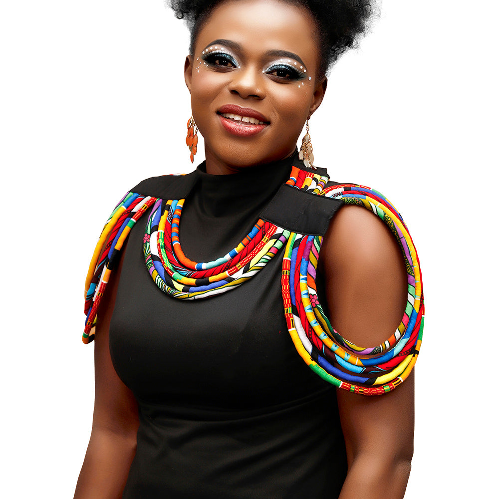 African Women Wax Print Shoulder Sculpting Statement Accessories
