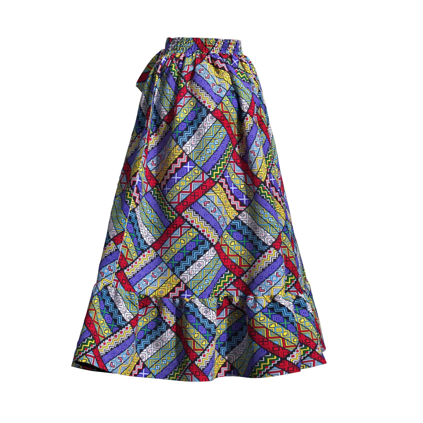 Traditional African Print Flowy Skirt with Coordinating Headwrap