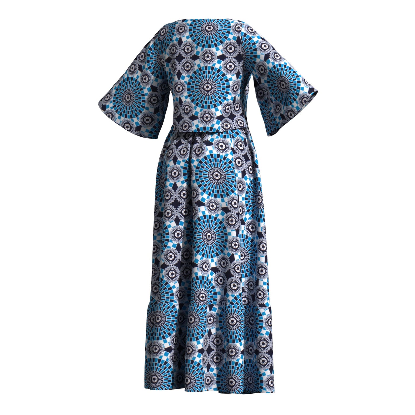 African Print Two Piece Outfit Women Notch Neck Crop Top & Tiered Maxi Skirt Set High Waist Slimming Matching Suit