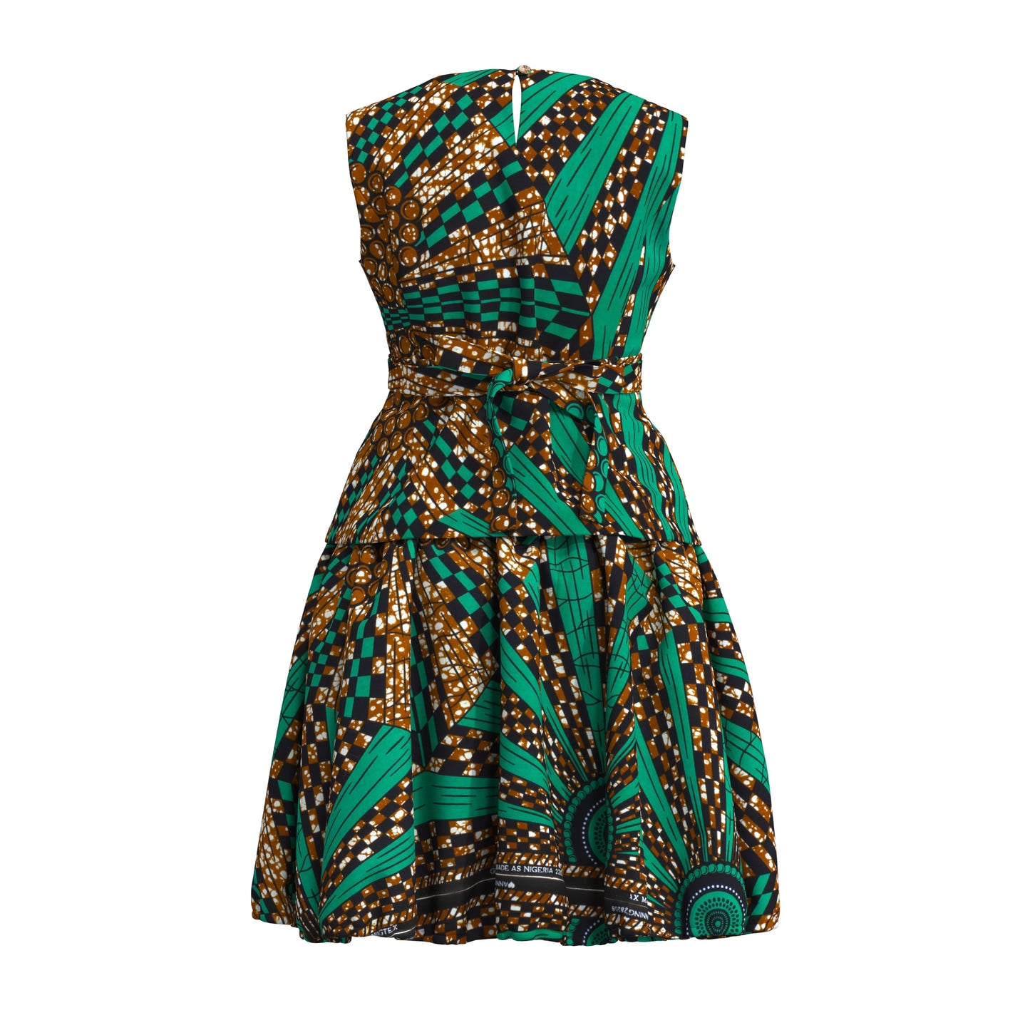 African Print Tie-Back Sleeveless Top & High Waist Skirt Set