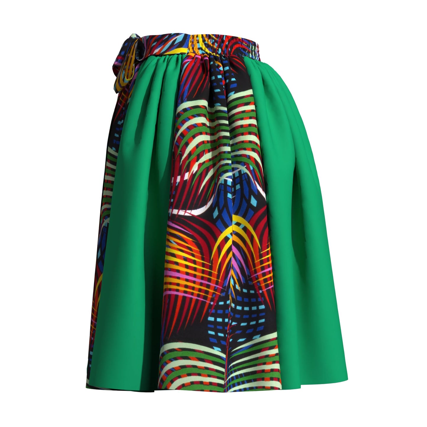 Versatile African Print Color Block Flared Skirt