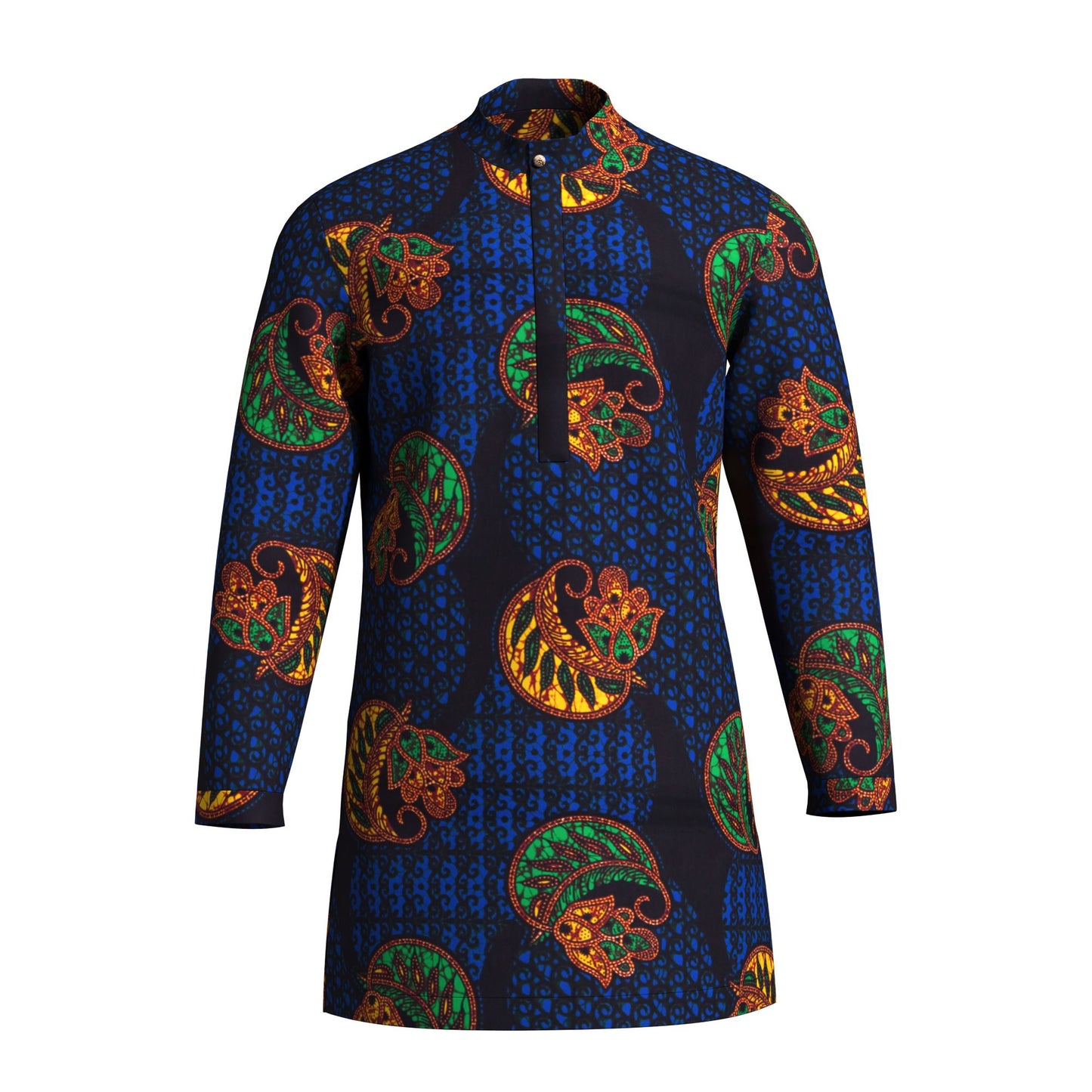 Modern African Print Men’s Business Casual Tunic Top