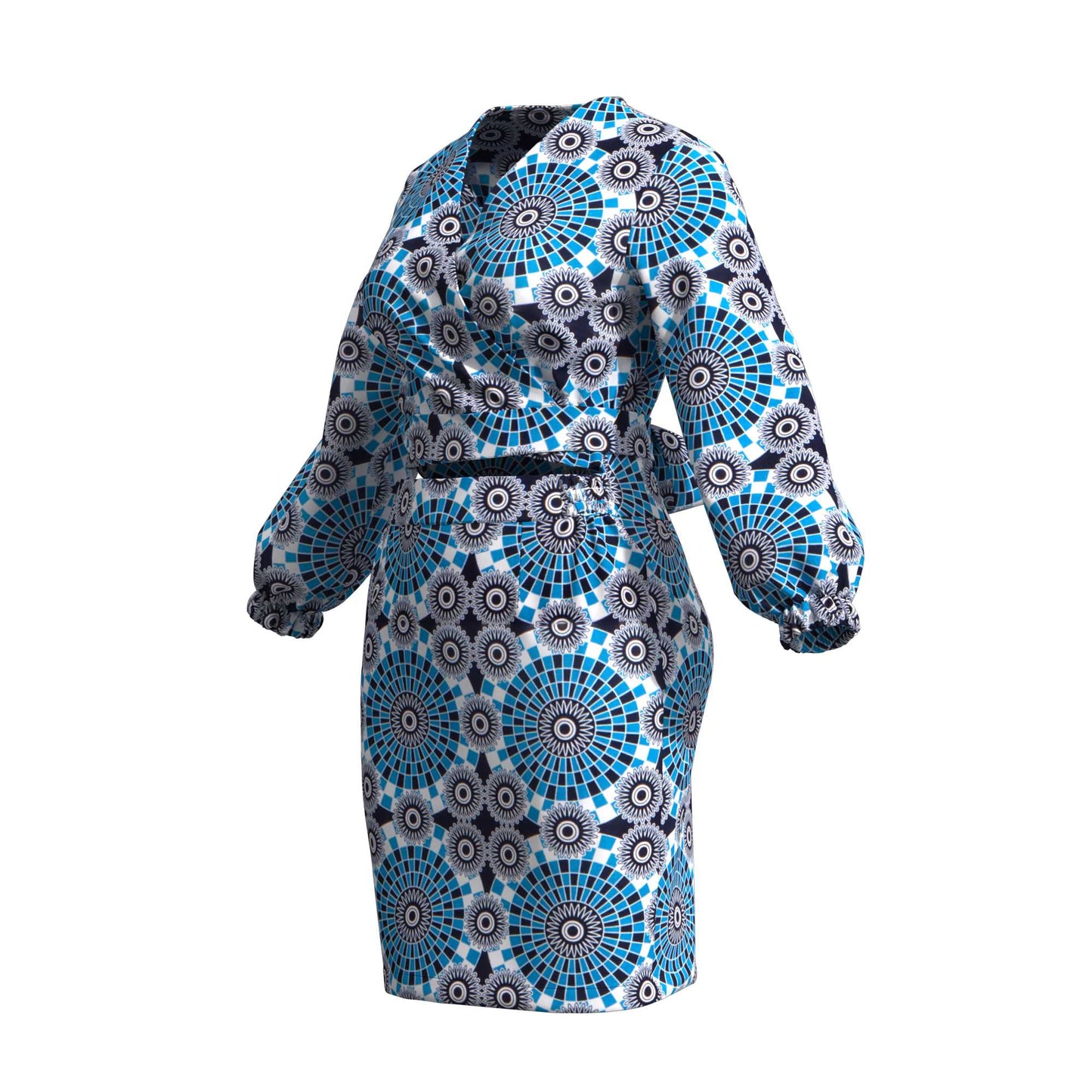 African Print Wrap Tie Top & Bodycon Mini Skirt Two Piece Outfit