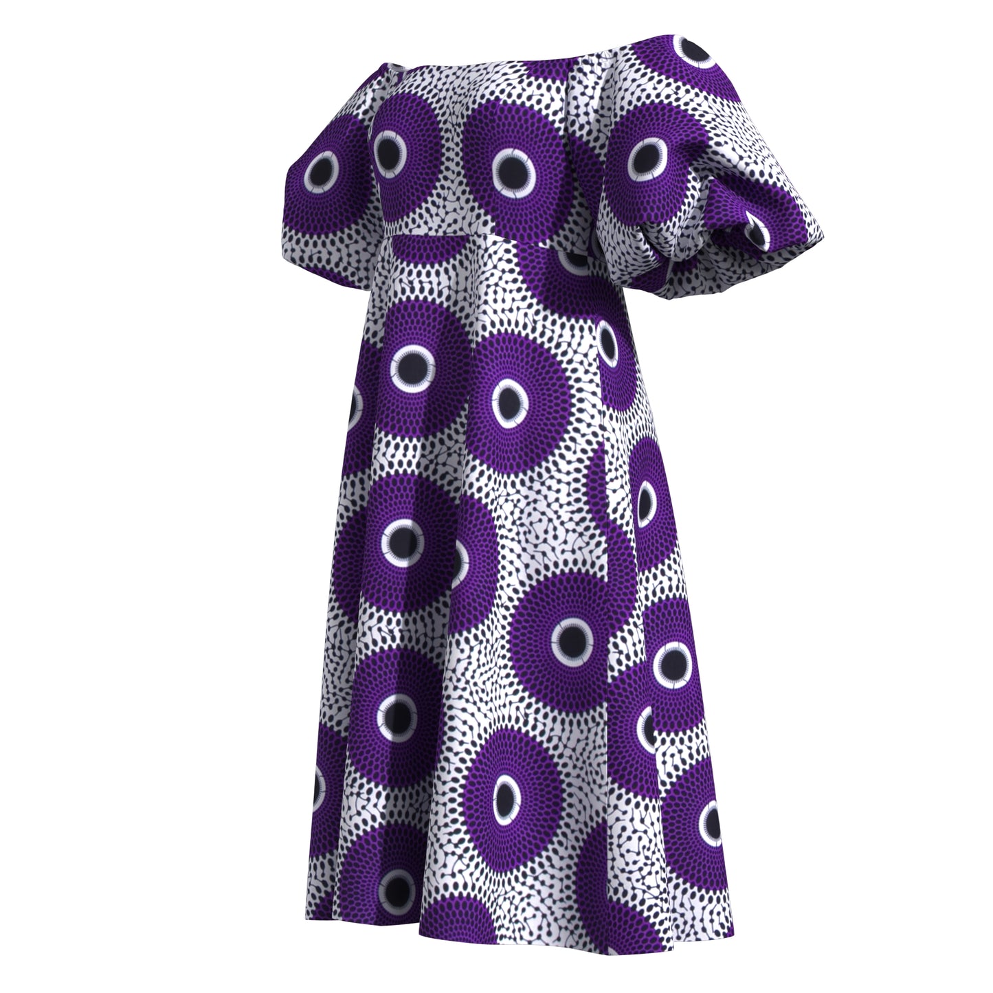 Bold Pattern Ankara Off Shoulder Dress, Breathable High-Quality African Fabric Fashion Dress