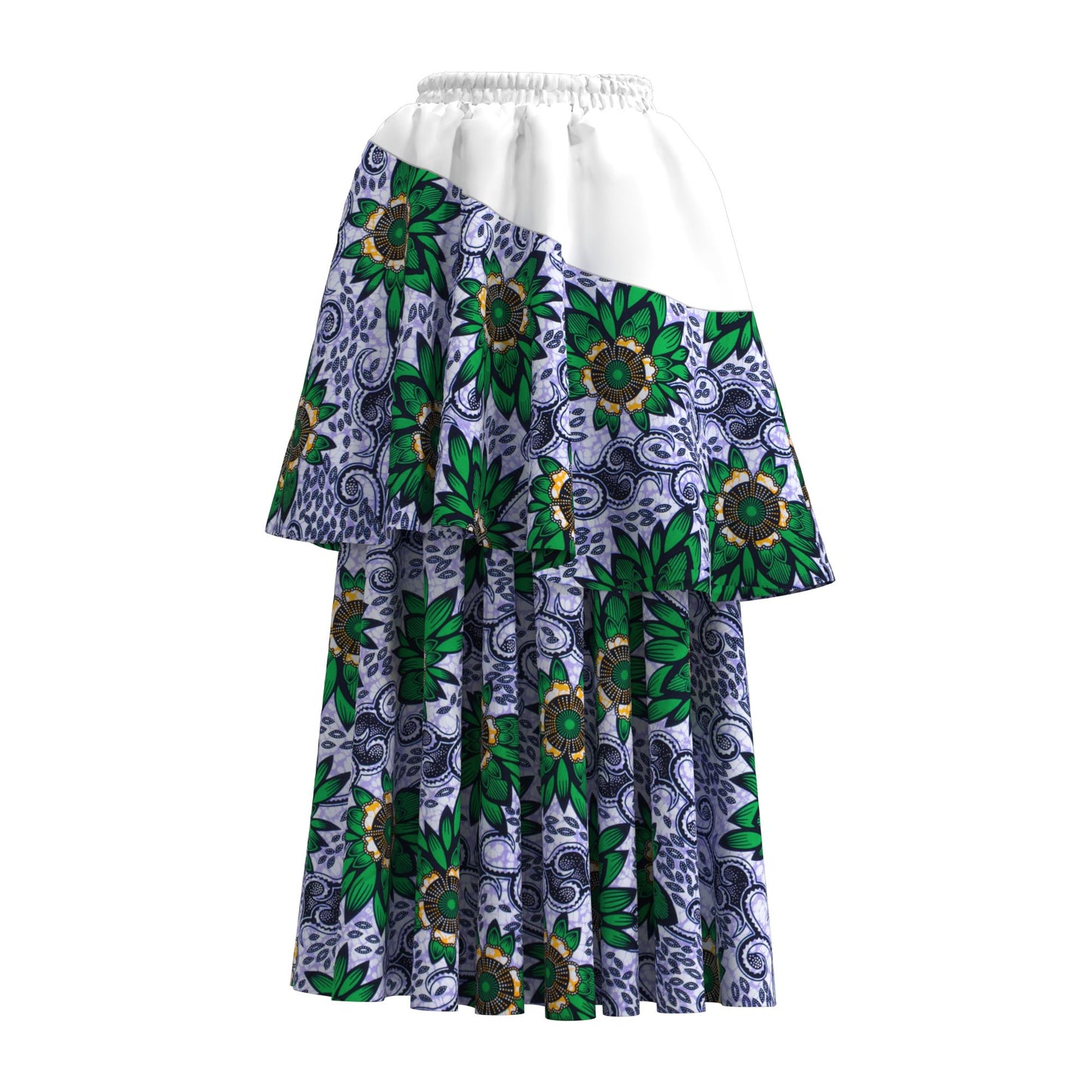 African Print Color Block Tiered Maxi Skirt