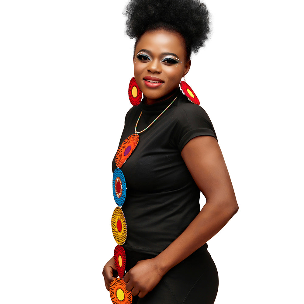 African Print Earrings & Necklace Set for Women – Vibrant African Accessories