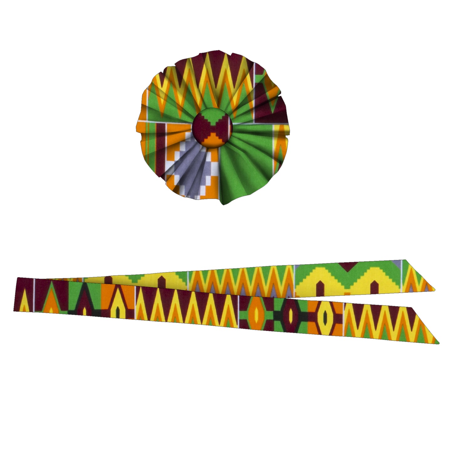 Fashion African Women All Over Print Waist Belt & Decor Brooch Coordinated Fashion Accessories Set