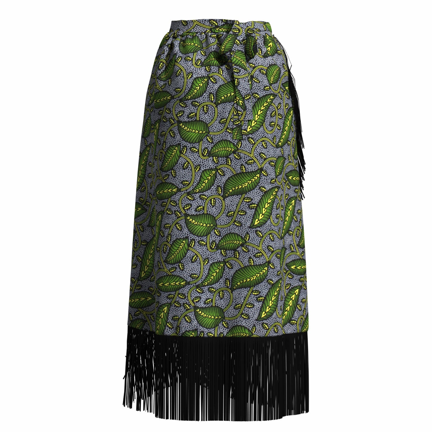 African Wax Print Fringe Wrap Skirt & Shawl