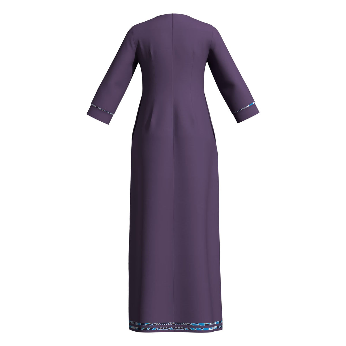 Elegant Solid Maxi Dress for Black Women, Ankara Print Splicing on Chest & Cuffs WY10572