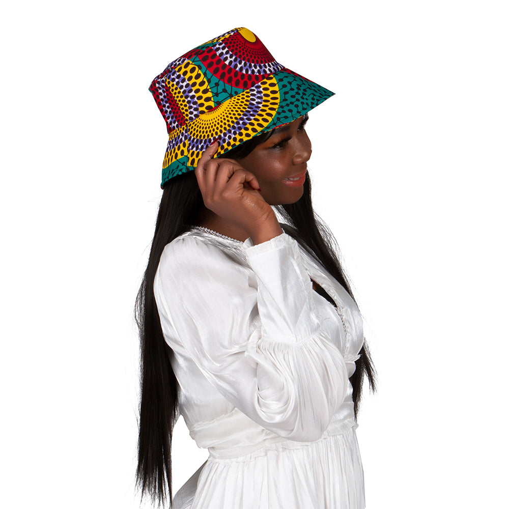 African Women’s Ankara Print Sun Bucket Hat – Vibrant Head Accessories