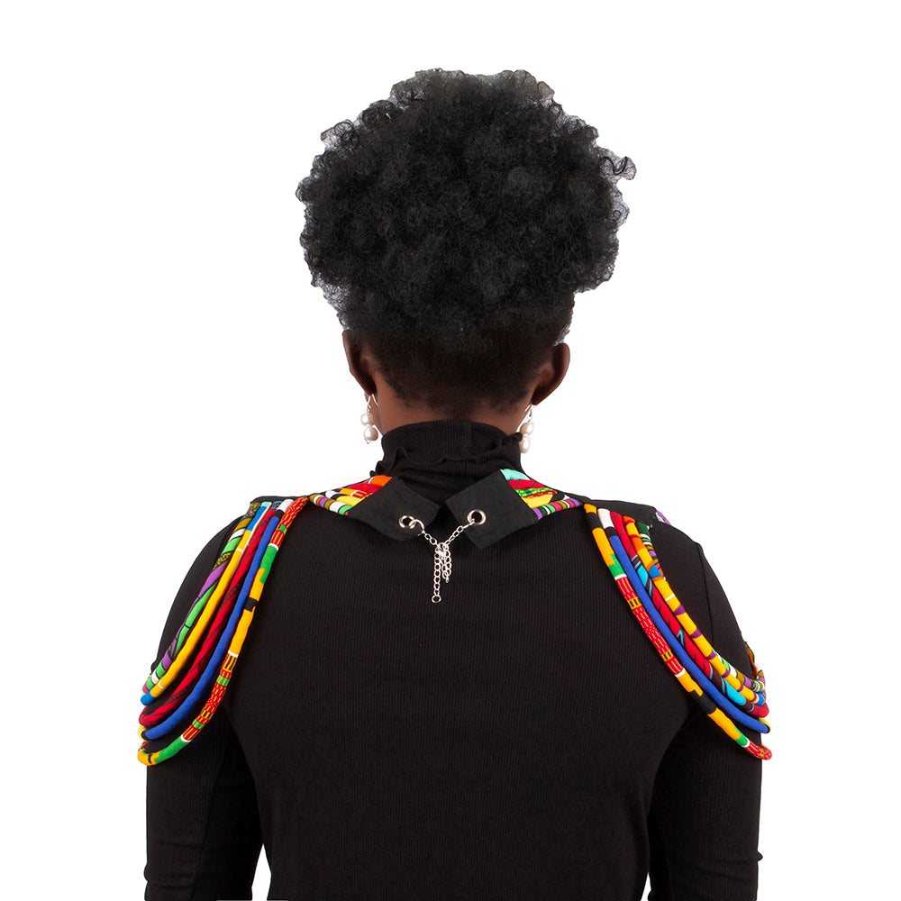 African Women Wax Print Shoulder Sculpting Statement Accessories