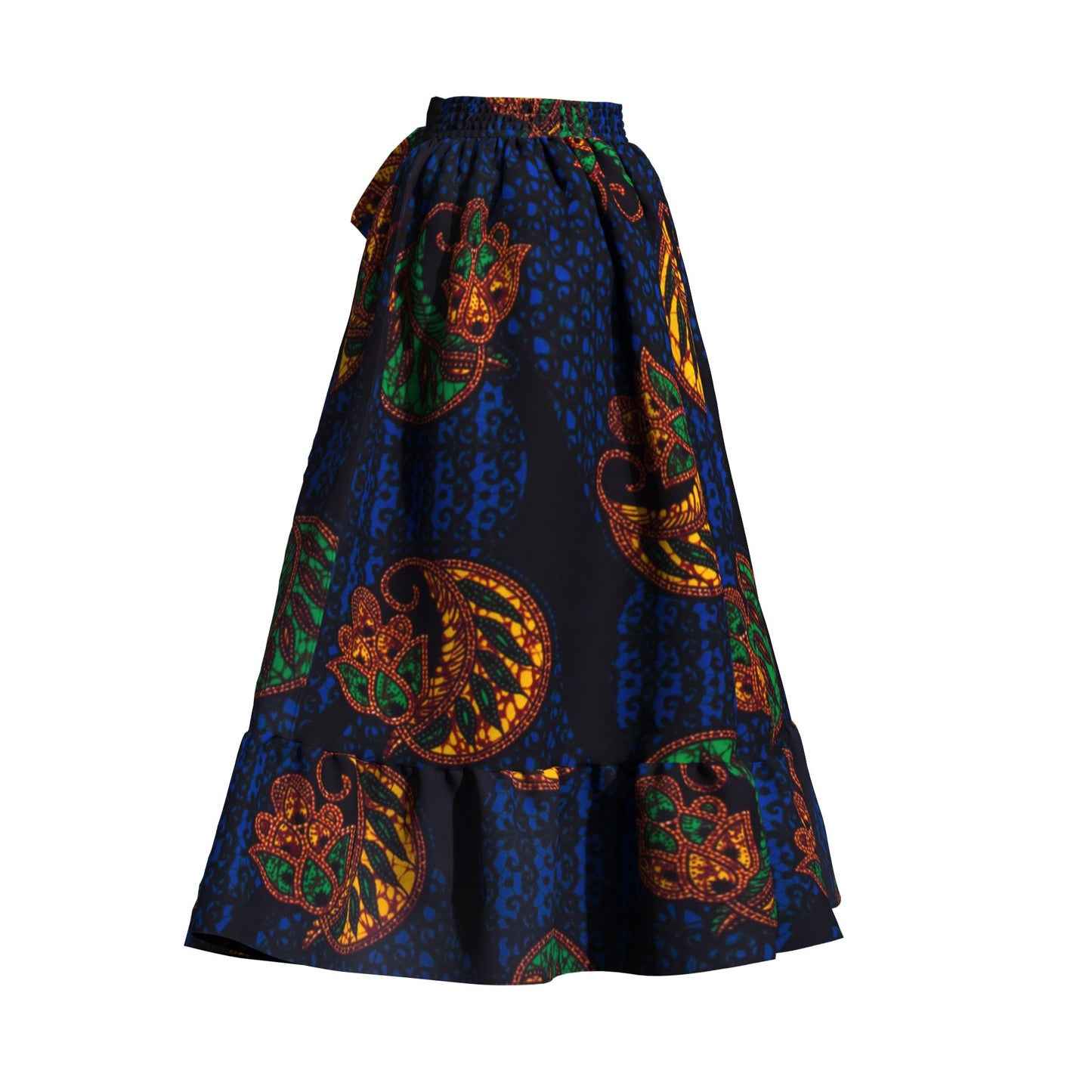 Traditional African Print Flowy Skirt with Coordinating Headwrap
