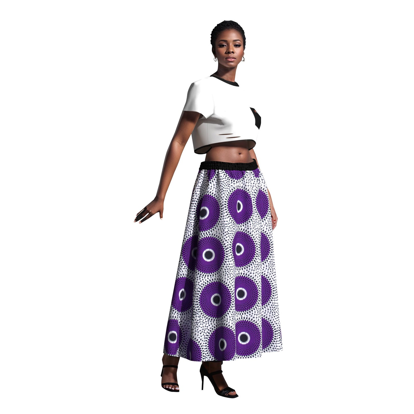 African Classic Print Comfort Elastic Waist Long Skirt