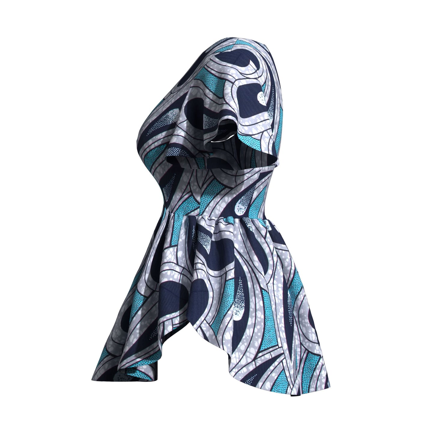 African Print V Neck Irregular Hem Fashion Women Peplum Top
