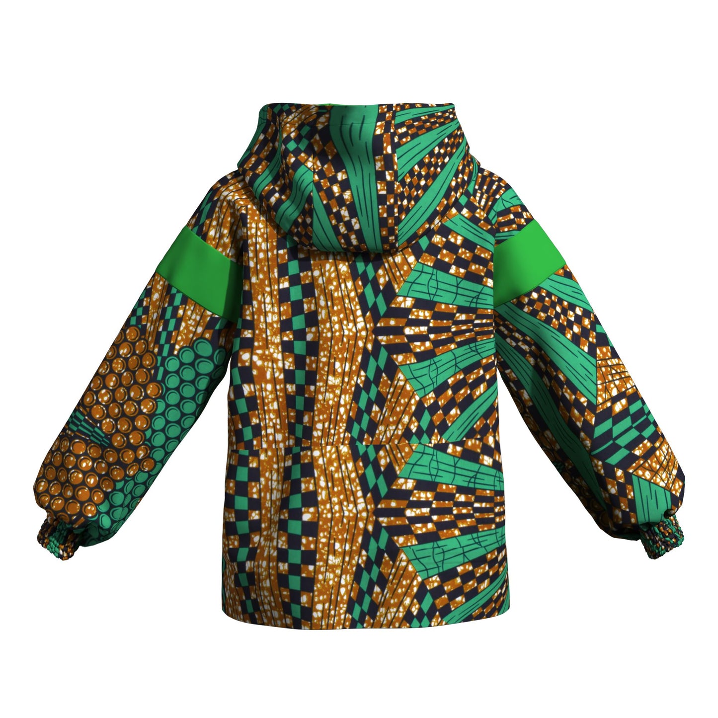 Afrocentric Zip-Up Hoodie with Color Block Accen
