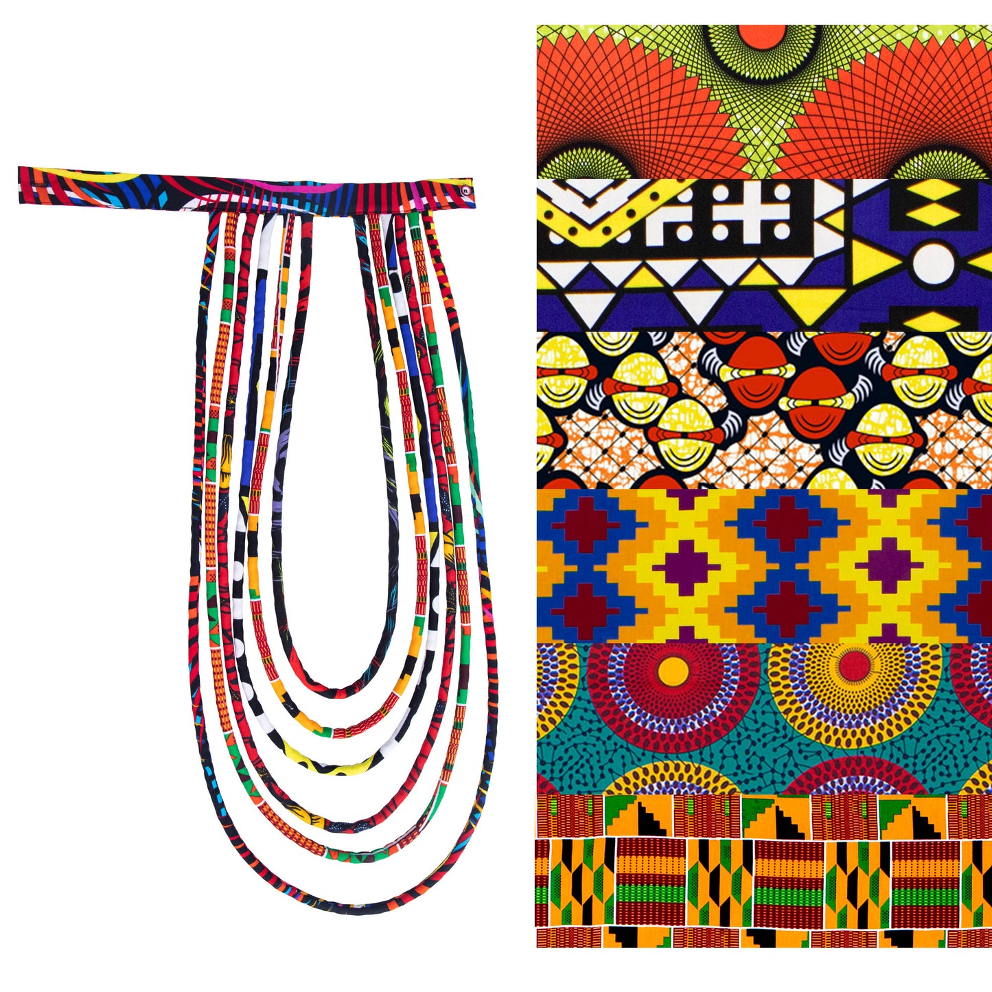 Colorful African Fabric Layered Statement Necklace for African Women Jewelry Accessories