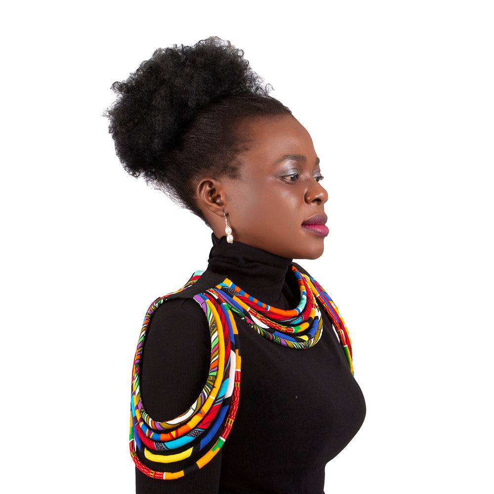 African Women Wax Print Shoulder Sculpting Statement Accessories