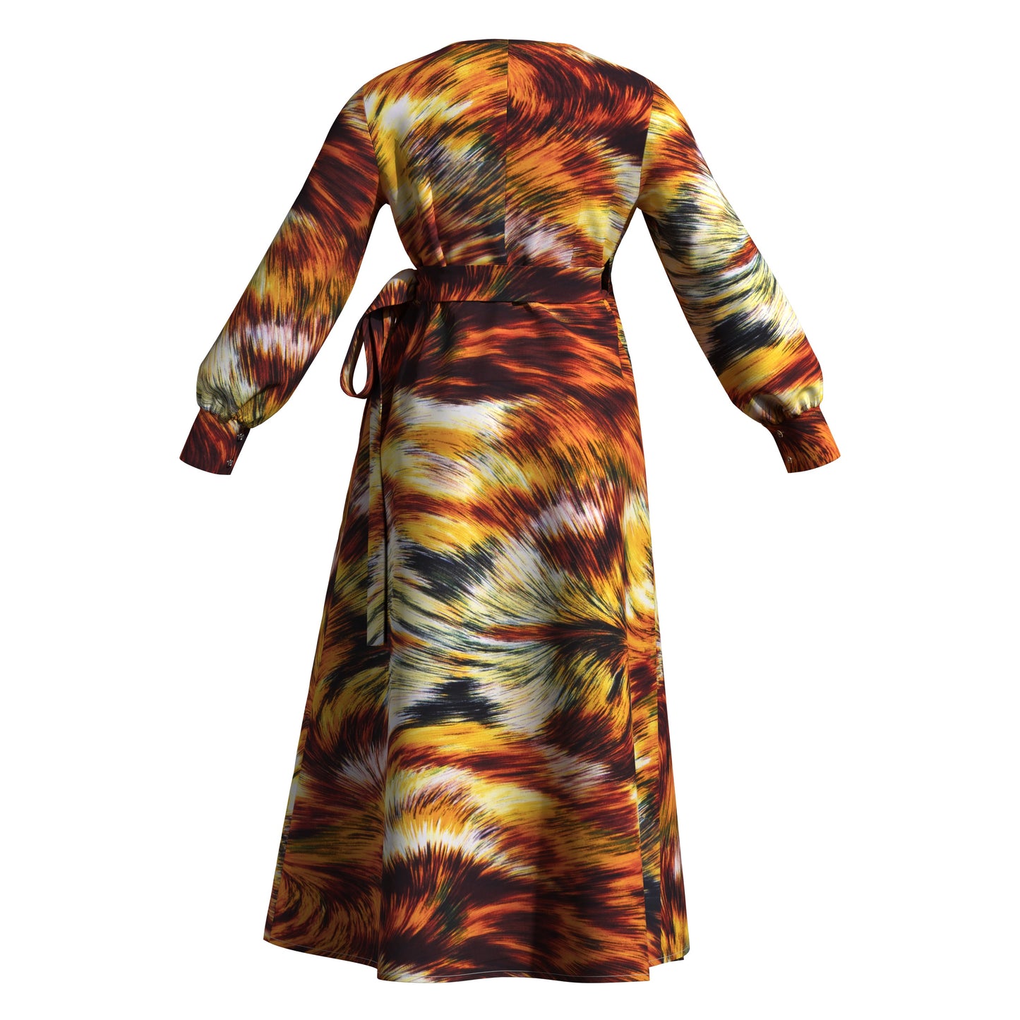 African Print Wrap Maxi Dress with Waist Tie