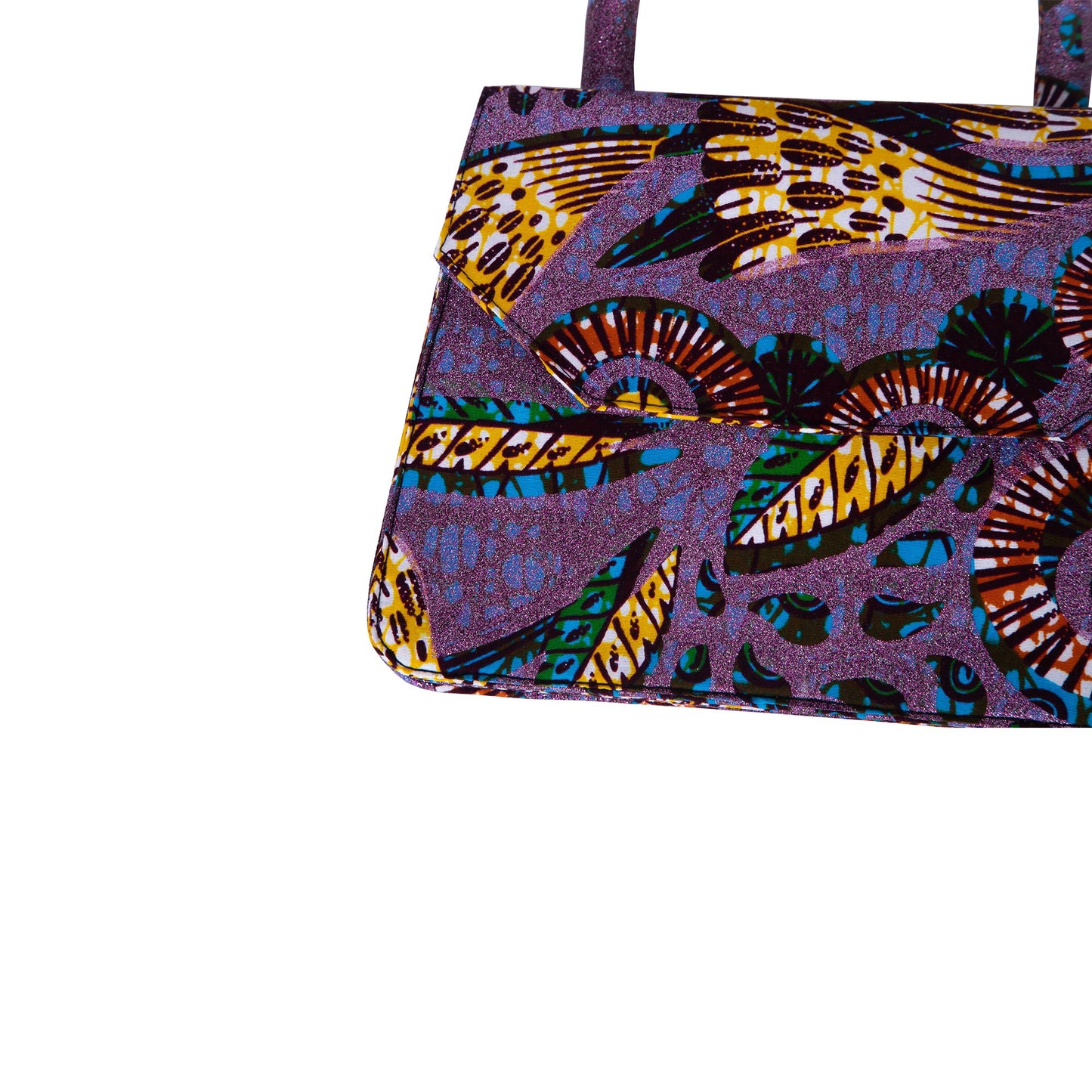 African Print Glitter Fabric Knot Handle Handbag