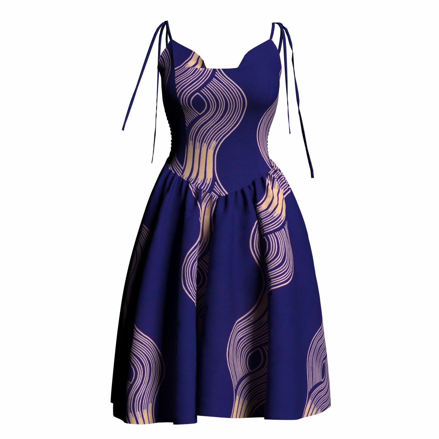 African Print Versatile Tie Strap Casual Dress