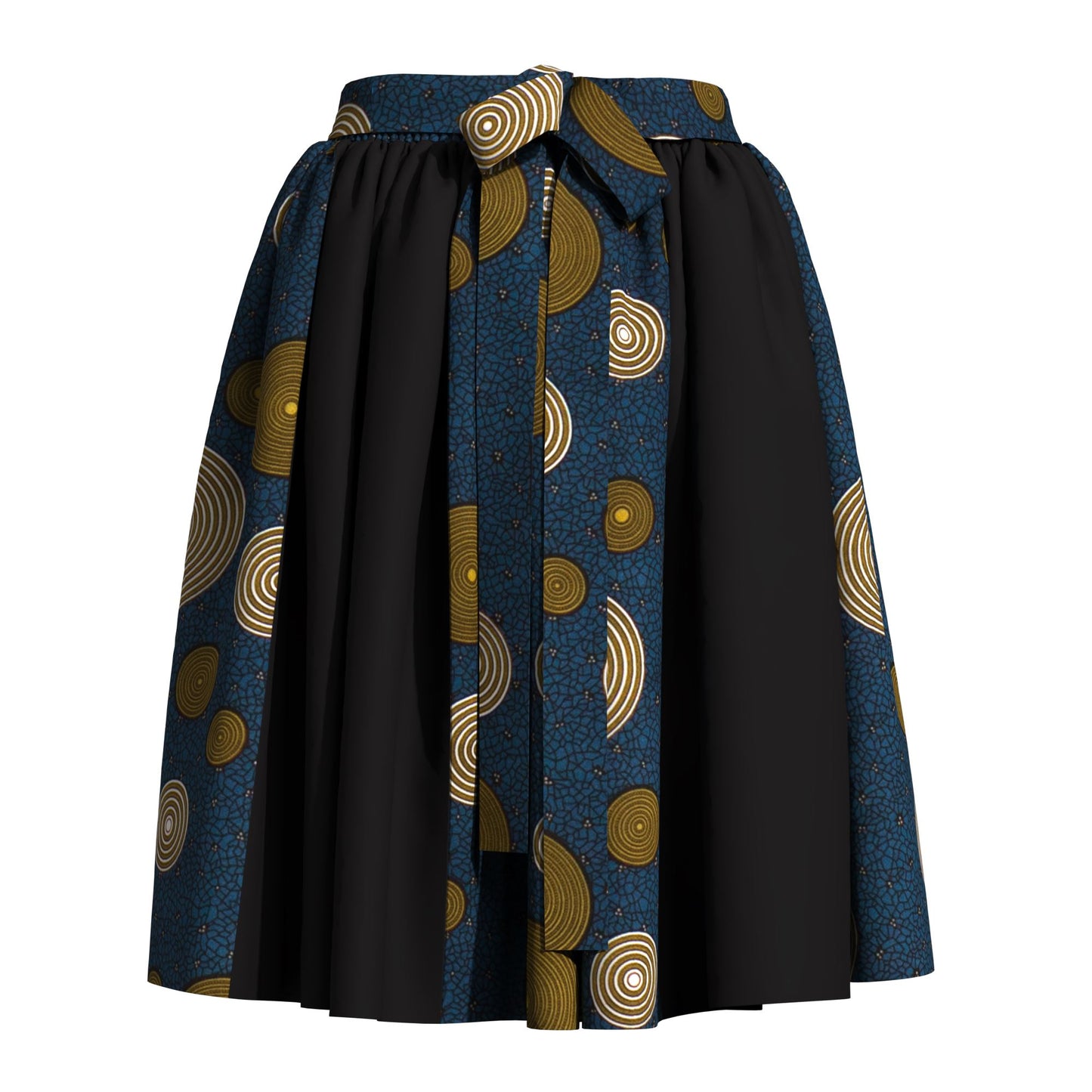 Versatile African Print Color Block Flared Skirt