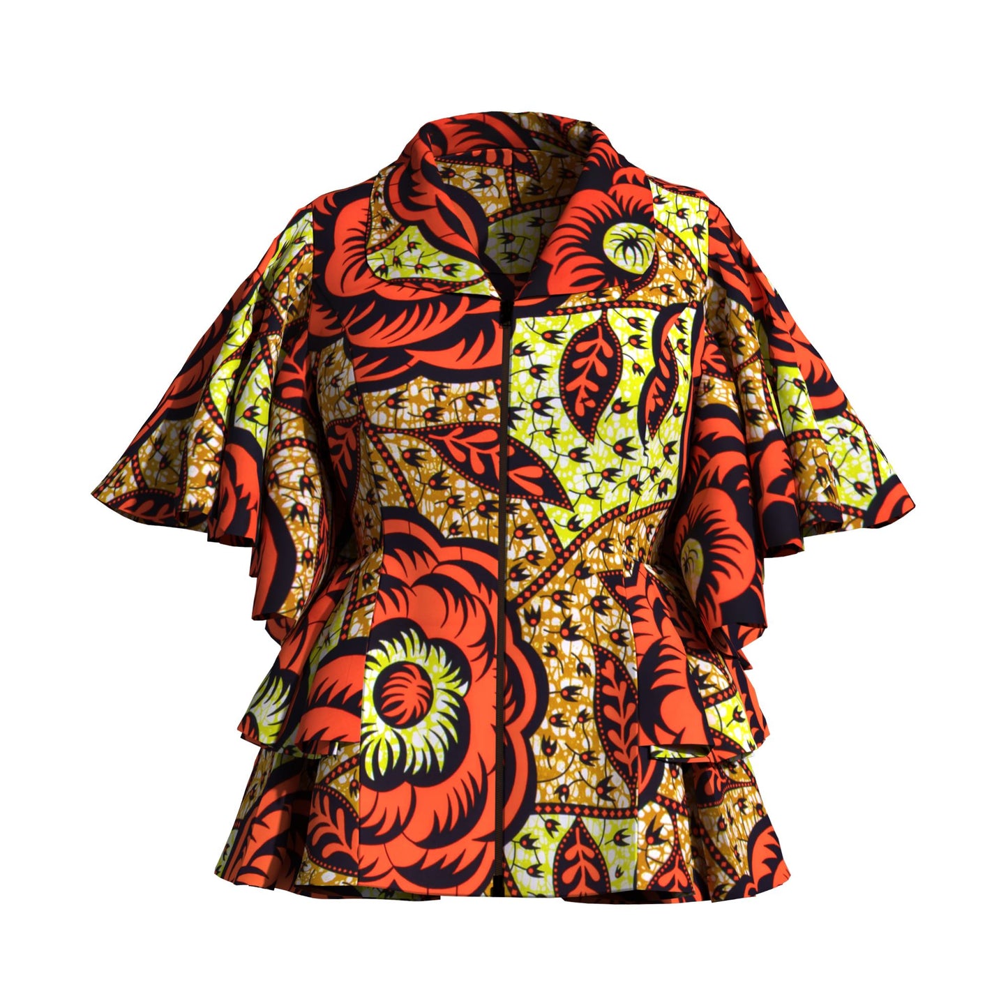 Colorful African Wax Print Flattering Peplum Blouse