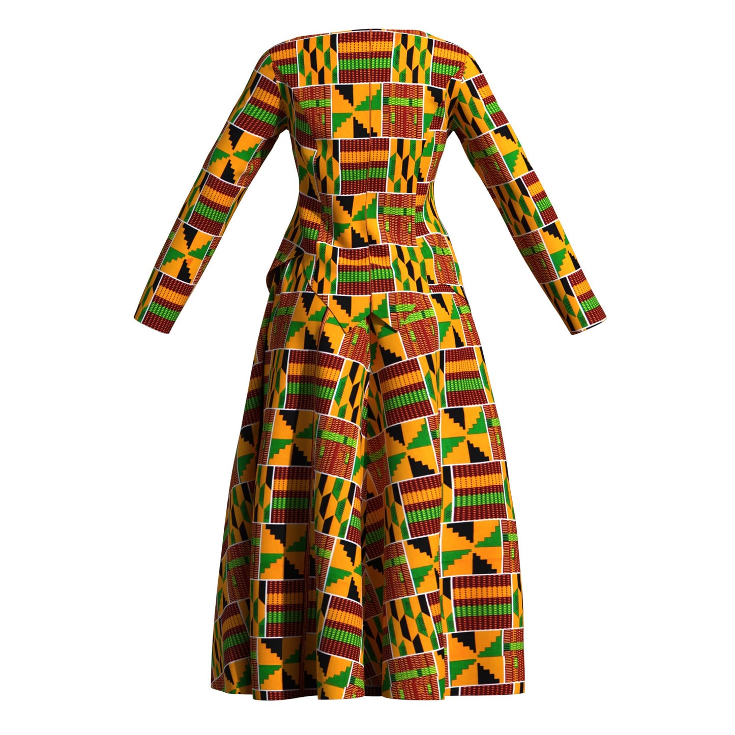 African Apparel Ankara Wax Print Asymmetric Hem Wrap Top & Maxi Skirt Se