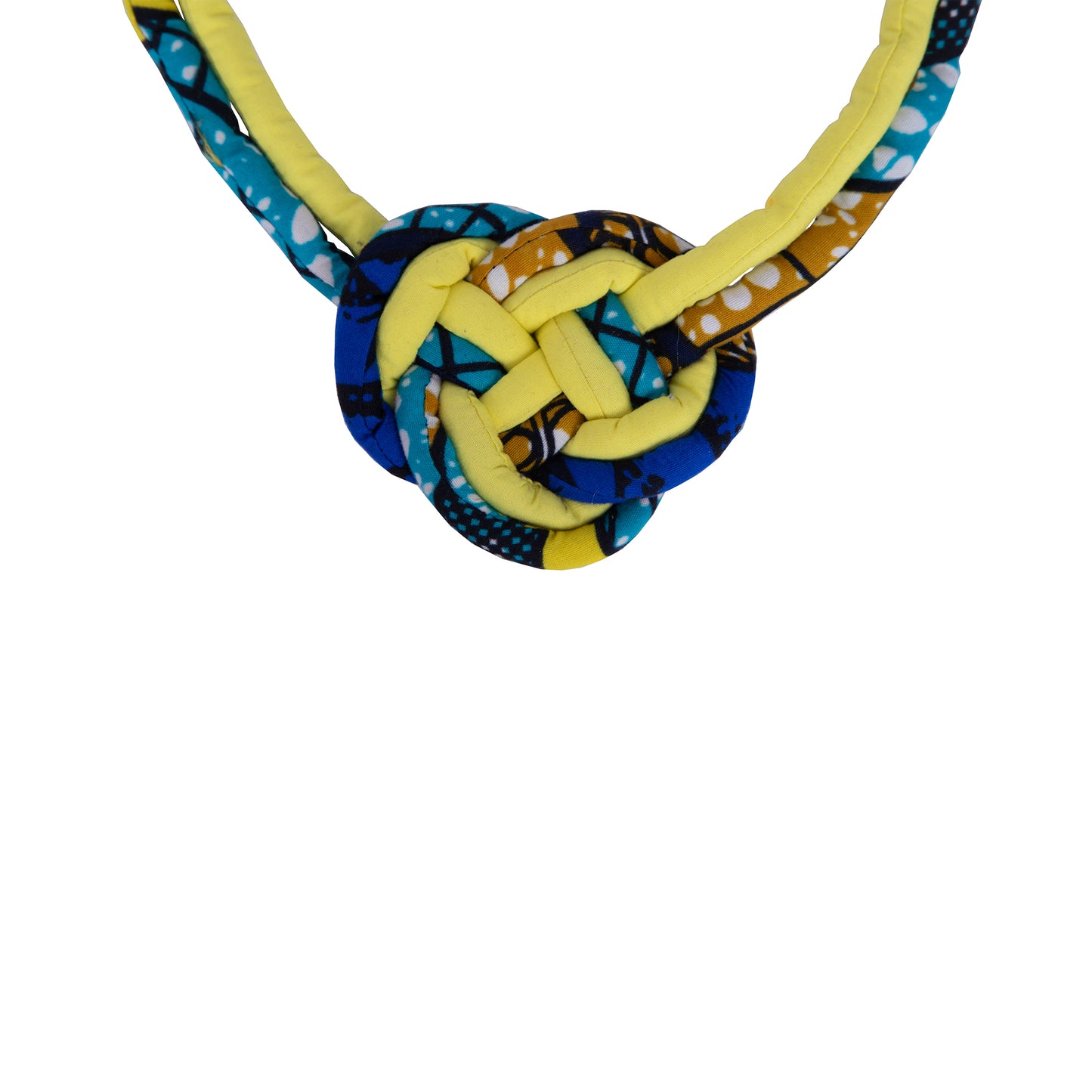 Colorful Tribal Pattern Hand Braided Fabric Knot Necklace Women Wedding Party Accessories