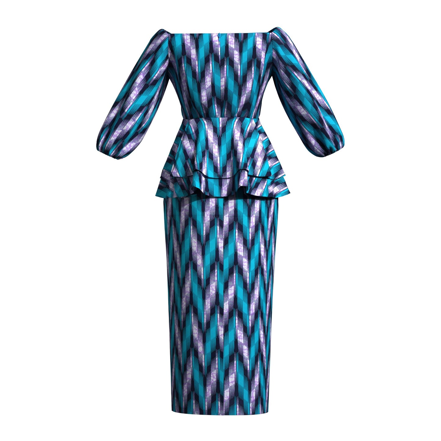 Ankara Print Elastic Cuff Peplum Top & Maxi Skirt Set