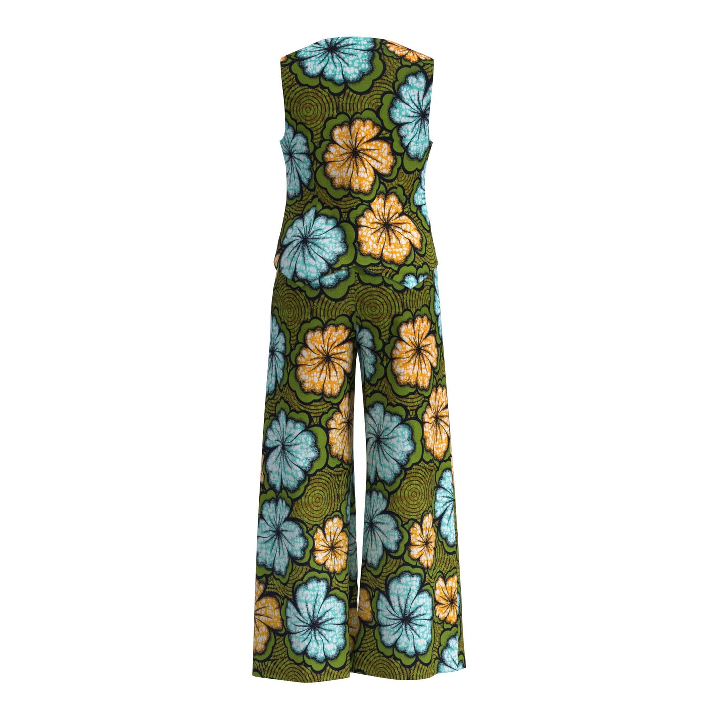 Ankara Print Sleeveless Vest & High Waist Pants Se