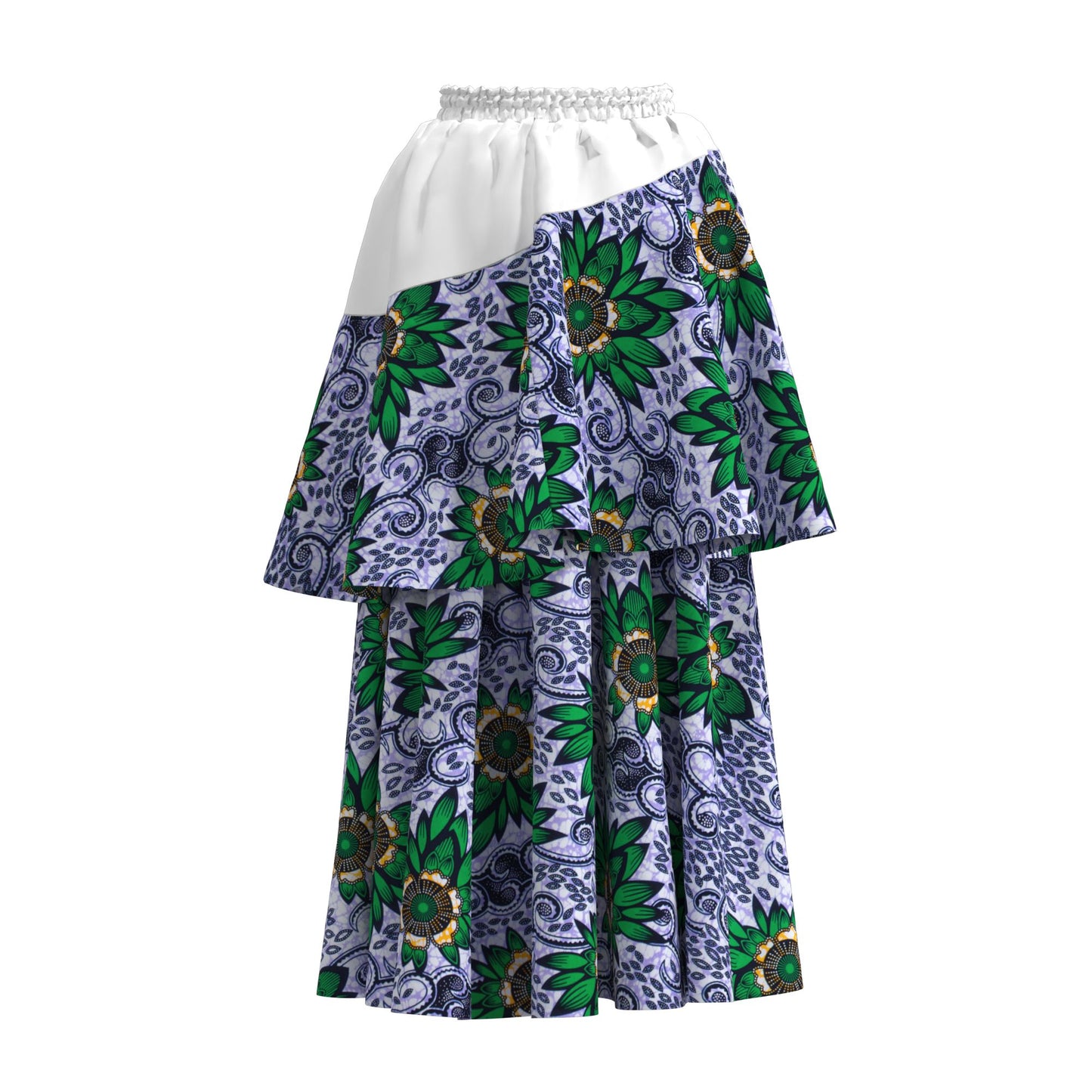 African Print Color Block Tiered Maxi Skirt